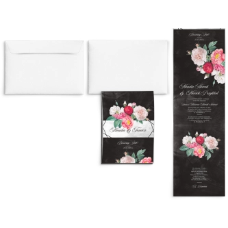 Zaproszenia ślubne Harmonijka - Black Flowers Motyw 2