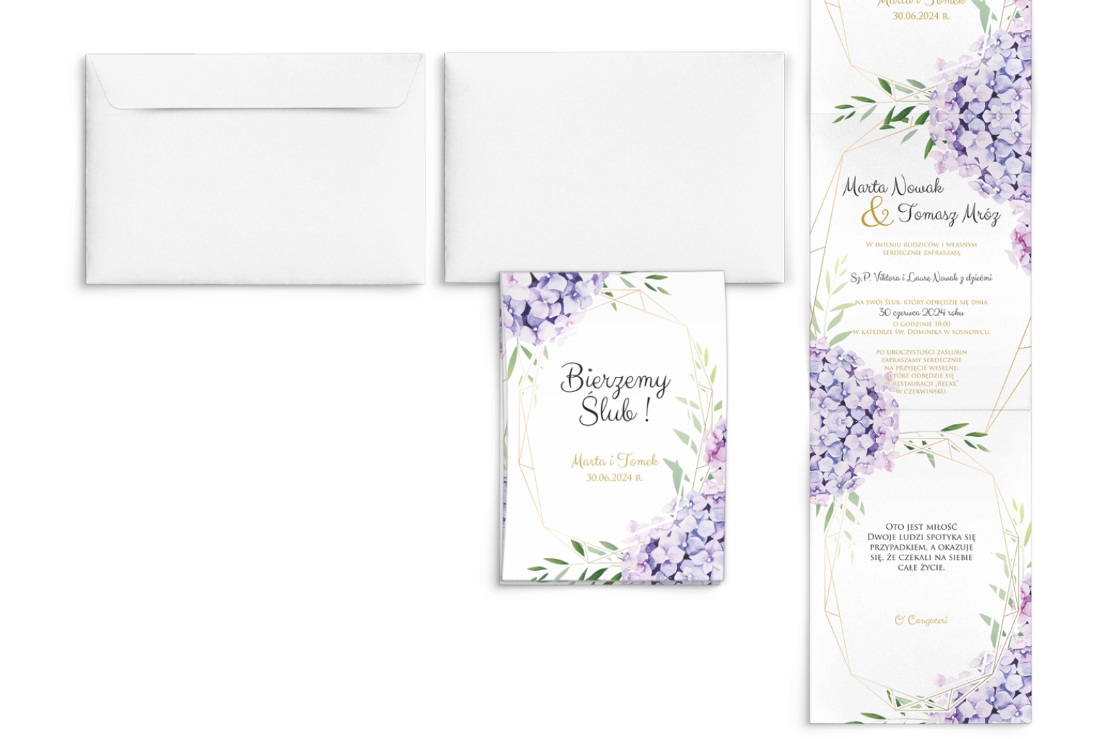 Zaproszenia ślubne Harmonijka - Flowers & Frame Motyw 1