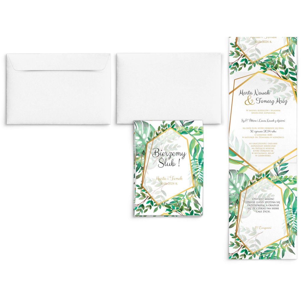 Zaproszenia ślubne Harmonijka - Flowers & Frame Motyw 2
