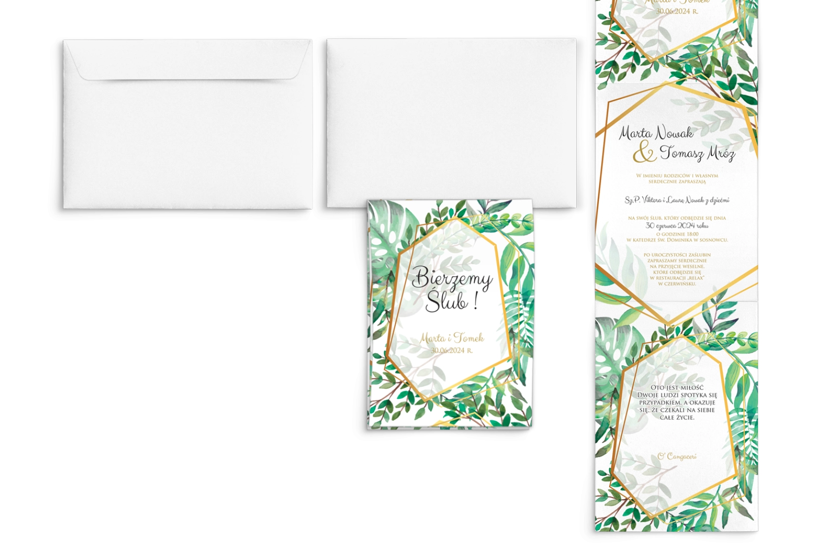 Zaproszenia ślubne Harmonijka - Flowers & Frame Motyw 2