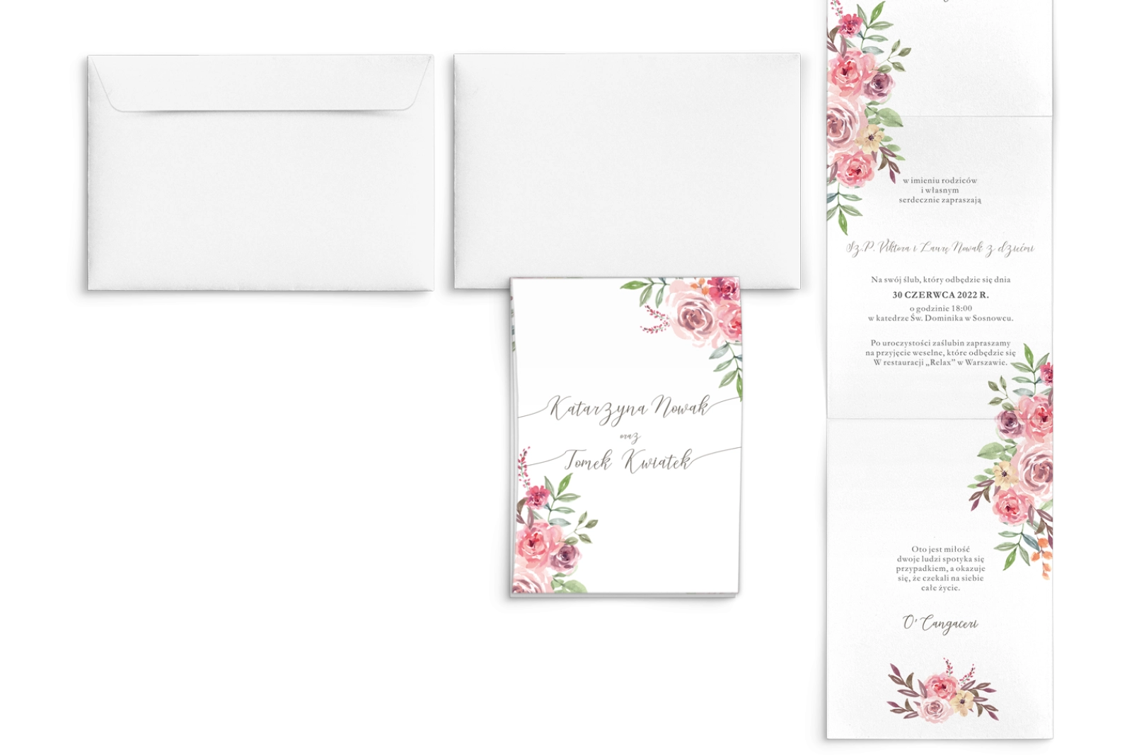 Zaproszenia ślubne Harmonijka - PasteLove Motyw 2