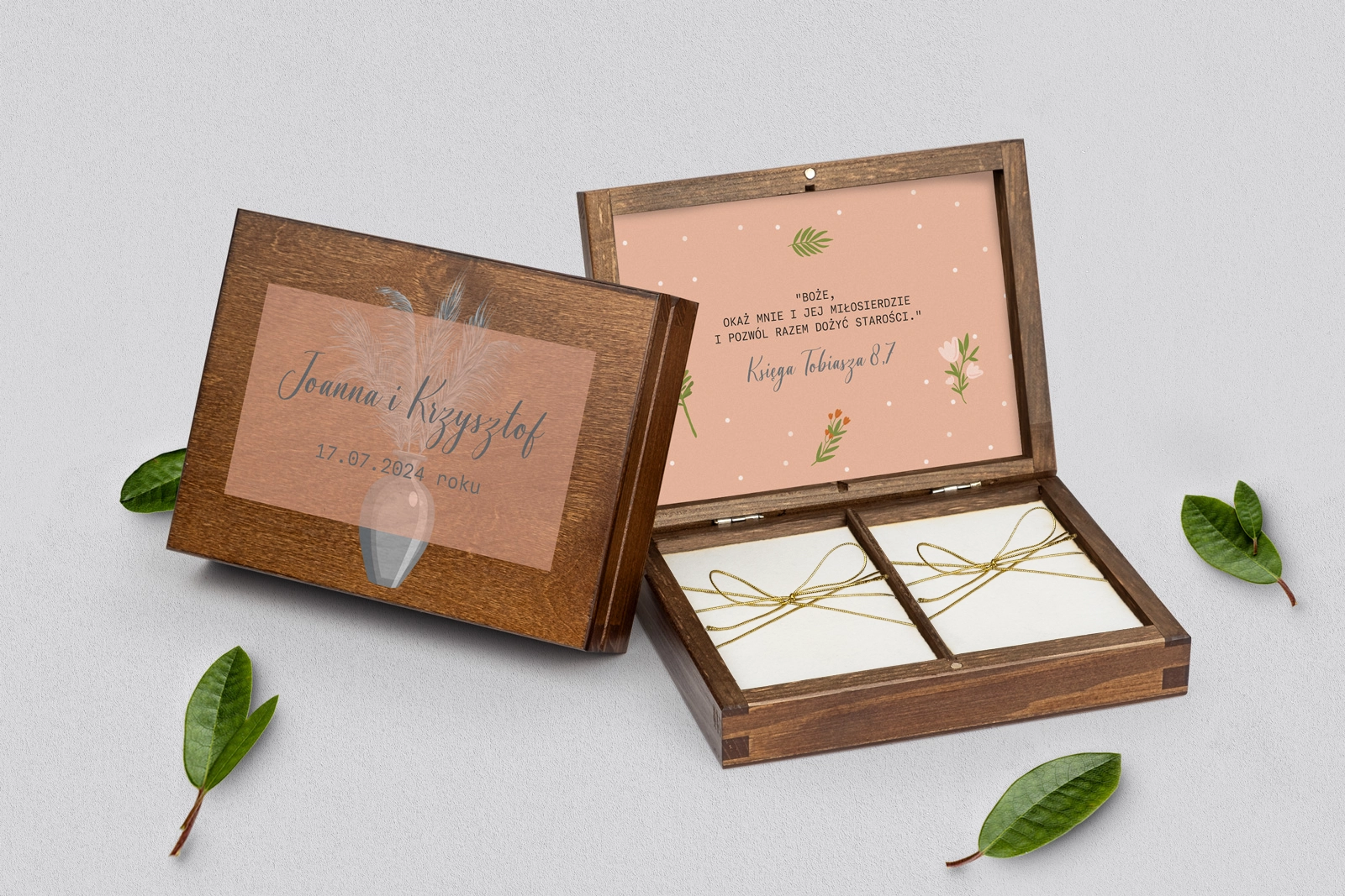 Pudełko na obrączki prostokątne brązowe - Butterflies - Motyw 4