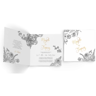 Zaproszenia ślubne Adore - Składane Kwadrat Motyw 1