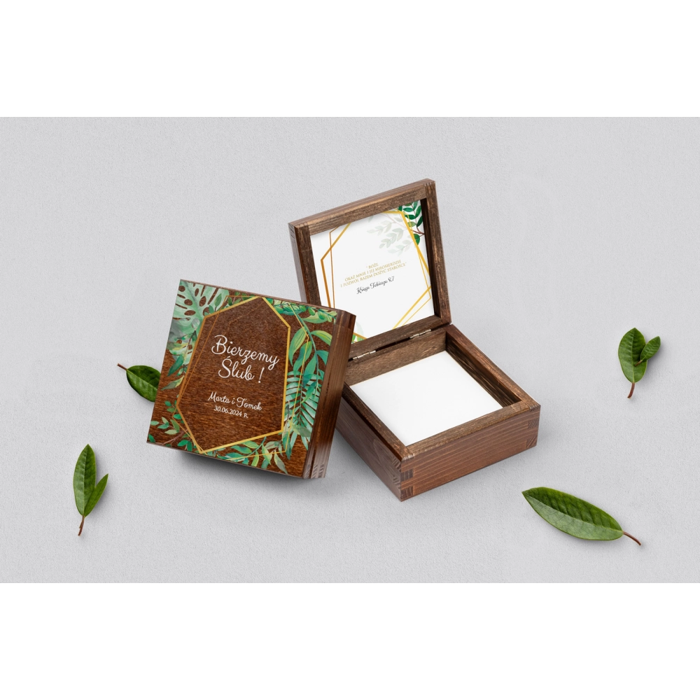 Pudełko na obrączki brązowe - Flowers & Frame Motyw 2