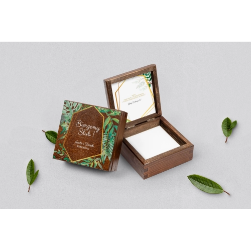 Pudełko na obrączki brązowe - Flowers & Frame Motyw 2