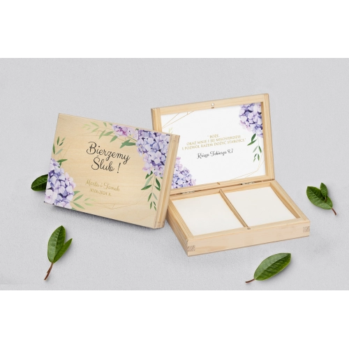Pudełko na obrączki prostokątne naturalne - Flowers & Frame Motyw 1