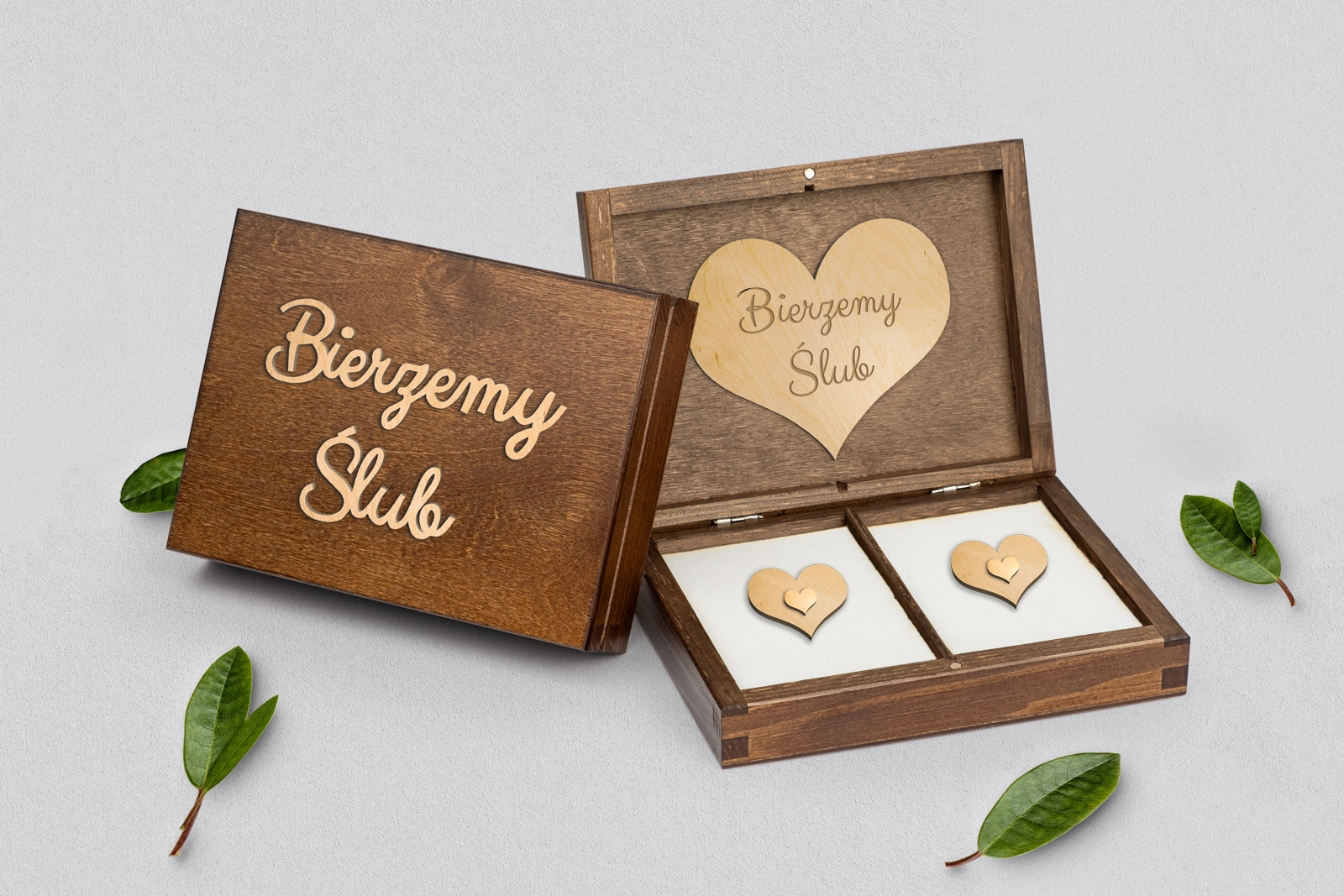 Pudełko na obrączki prostokątne brązowe - Butterflies - Motyw 2