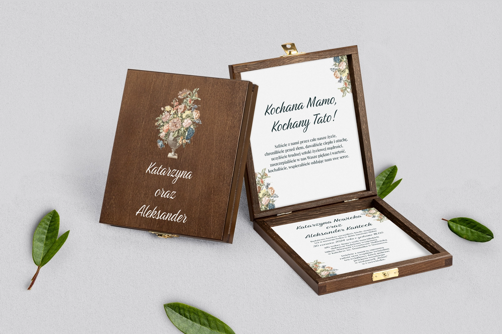 Zaproszenie dla Rodziców - brązowe Rustic Summer Motyw 1