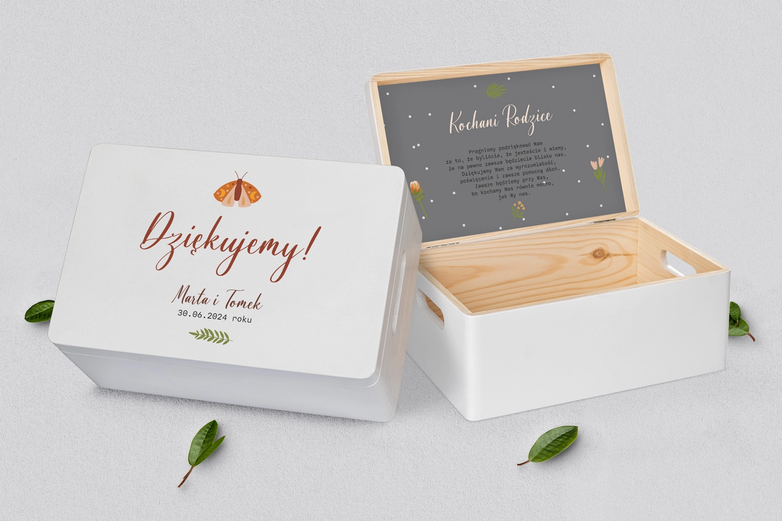 Skrzyneczka dla Rodziców - biała Butterflies - Motyw 3