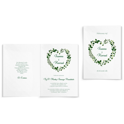 Zaproszenia ślubne Heart of Flowers - Składane motyw 2