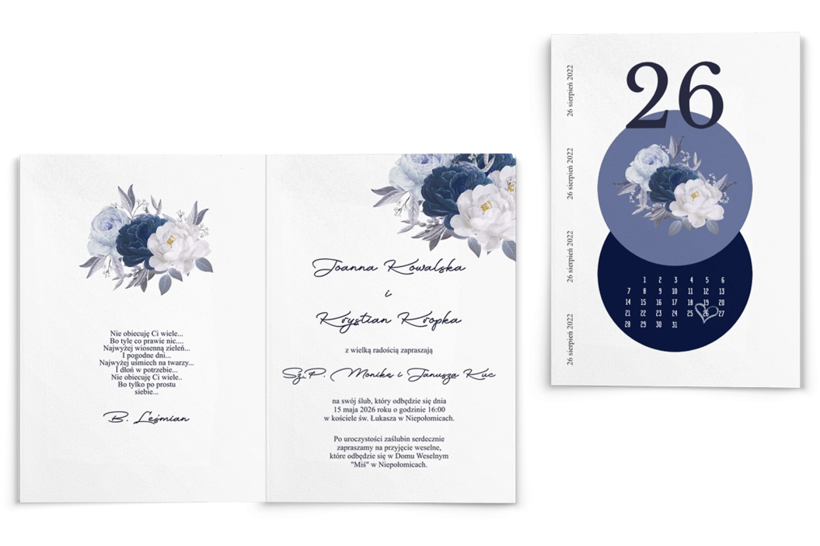 Zaproszenia ślubne Day - Składane motyw 1