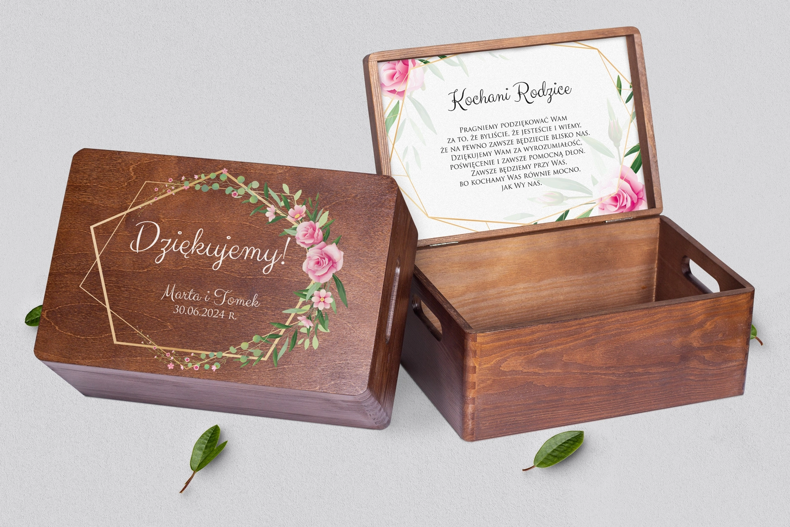 Skrzyneczka dla Rodziców - brązowa Flowers & Frame Motyw 4