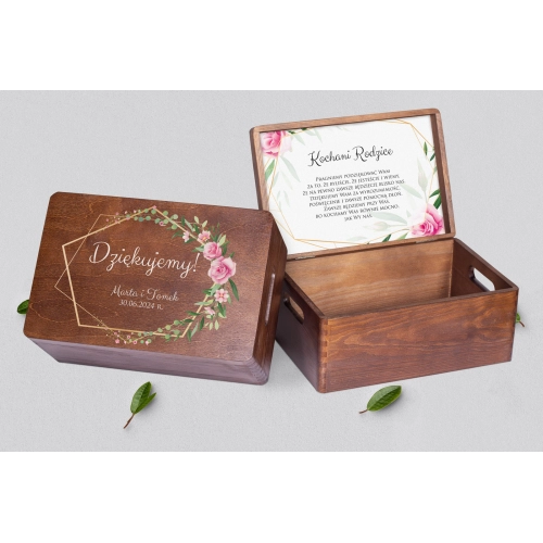 Skrzyneczka dla Rodziców - brązowa Flowers & Frame Motyw 4
