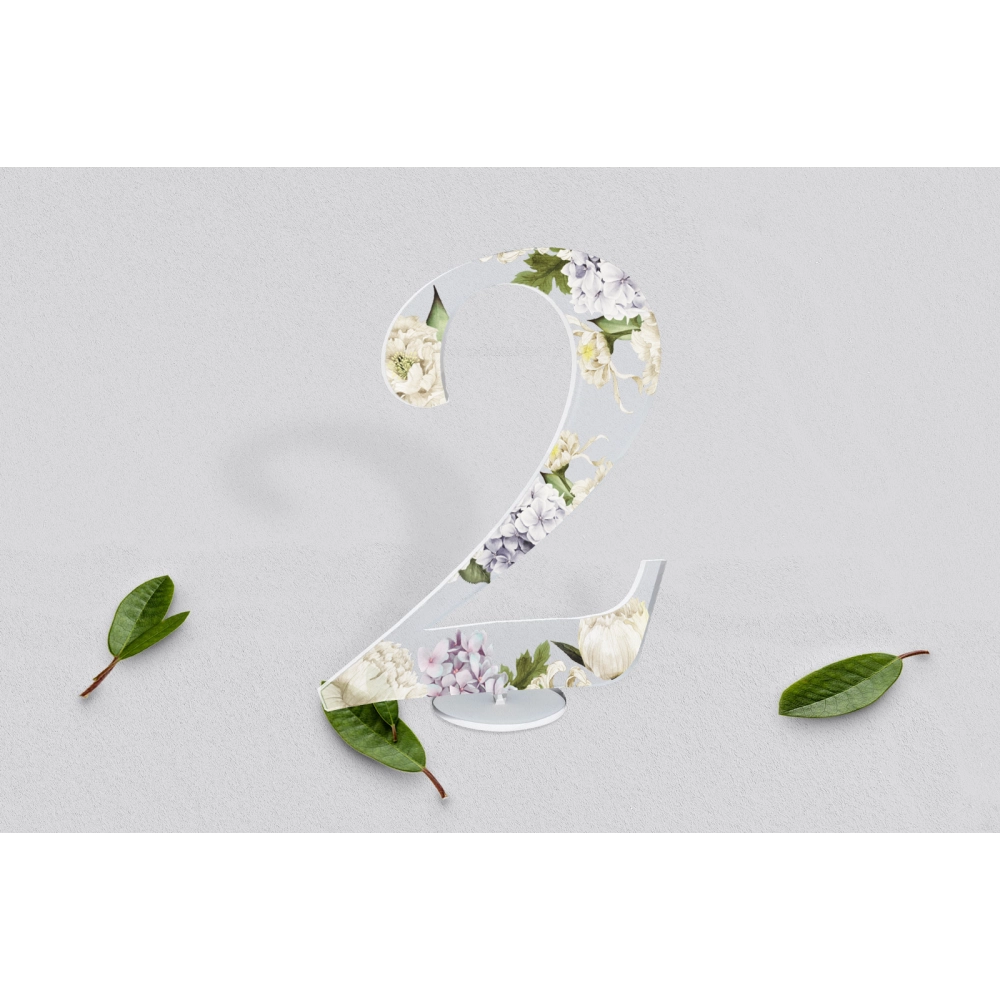 Akrylowe numery na stół weselny - Ofelia Motyw 2