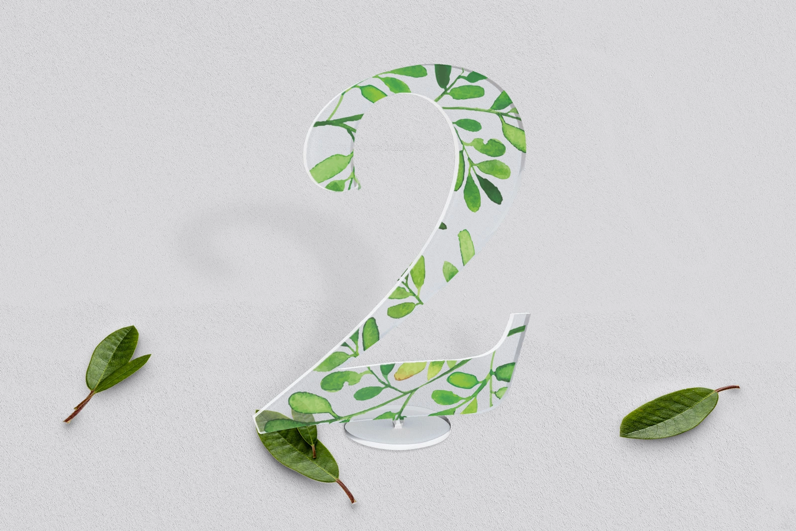 Akrylowe numery na stół weselny - Flowers & Frame Motyw 3