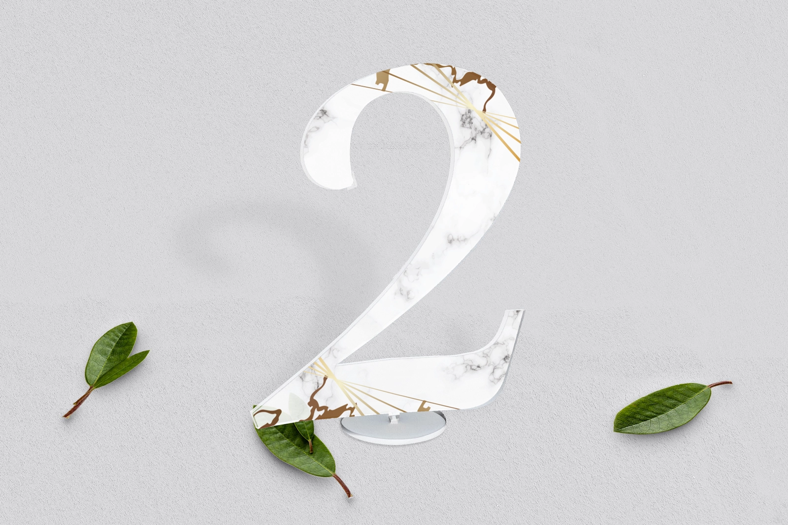 Akrylowe numery na stół weselny - Marmur i Złoto Motyw 4