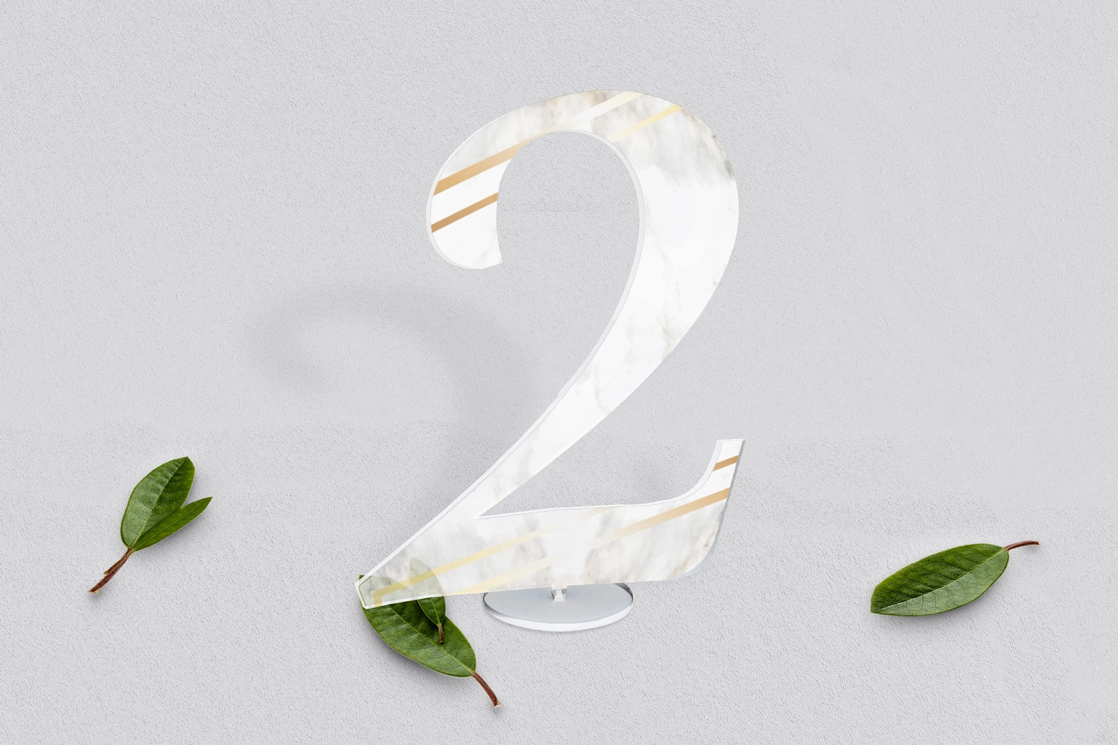 Akrylowe numery na stół weselny - Marmur i Złoto Motyw 1