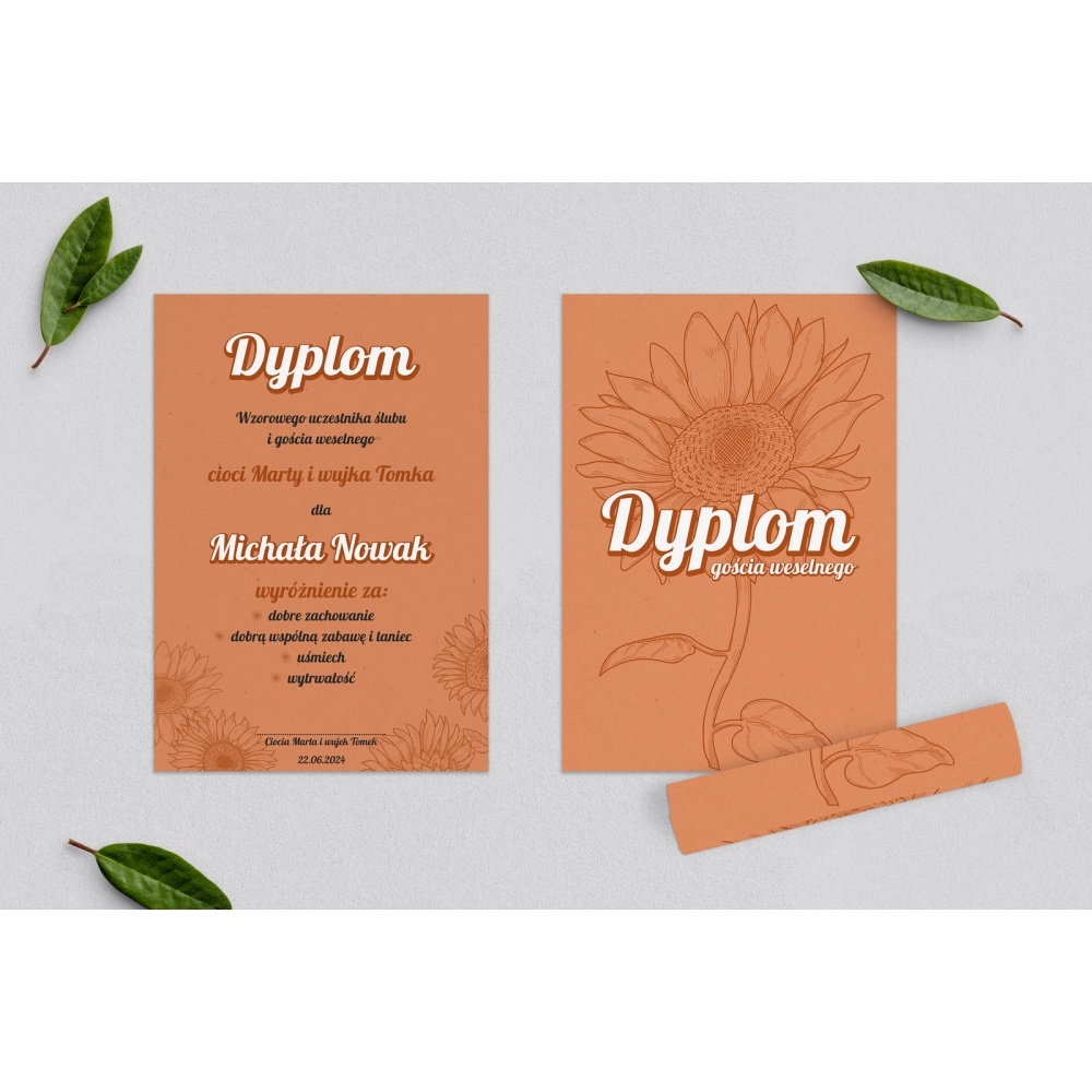 Dyplomy dla Dzieci - Sunflowers Motyw 2