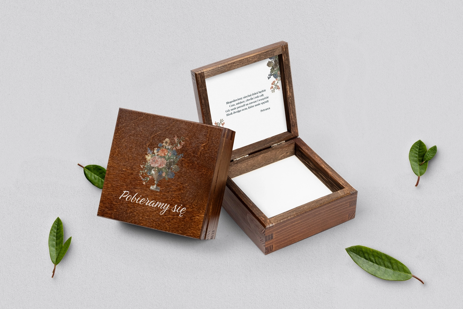 Pudełko na obrączki brązowe - Rustic Summer Motyw 3