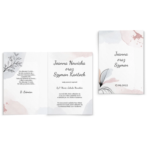 Zaproszenia ślubne Watercolor Wedding - Składane motyw 2