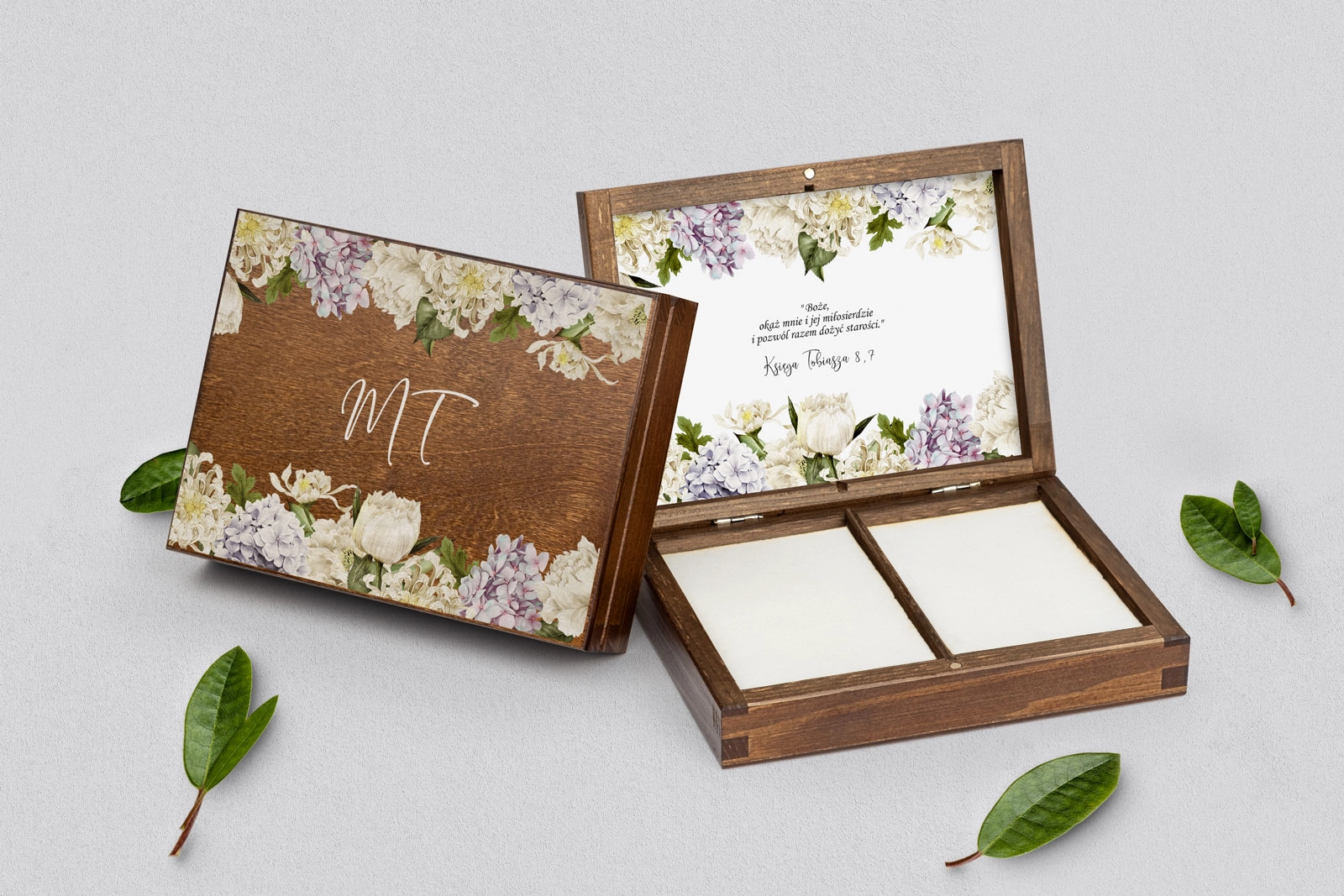 Pudełko na obrączki prostokątne brązowe - Ofelia Motyw 2