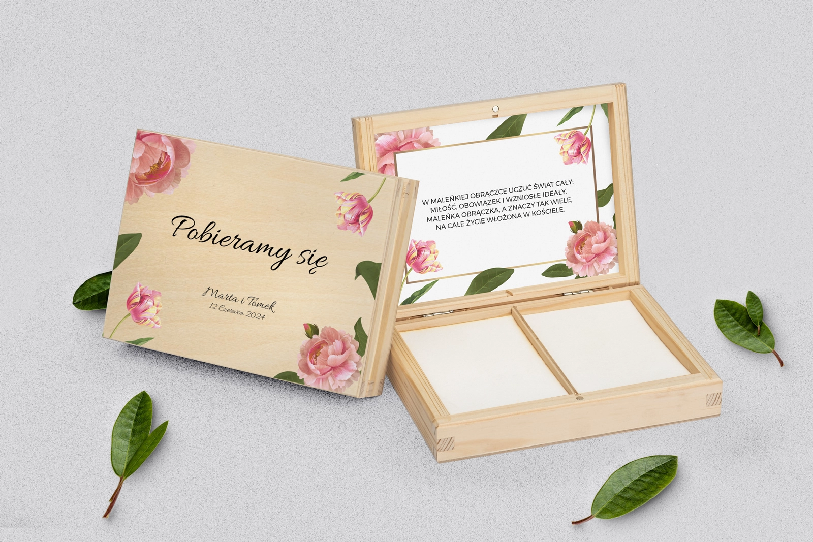 Pudełko na obrączki prostokątne naturalne - Dream Motyw 6