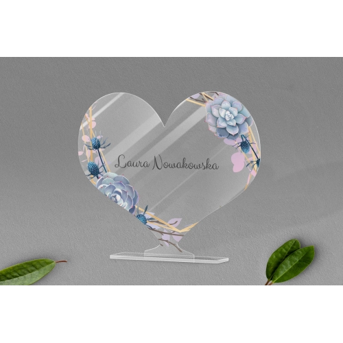 Winietki ślubne - Statuetka Serce Flowers & Frame Motyw 6