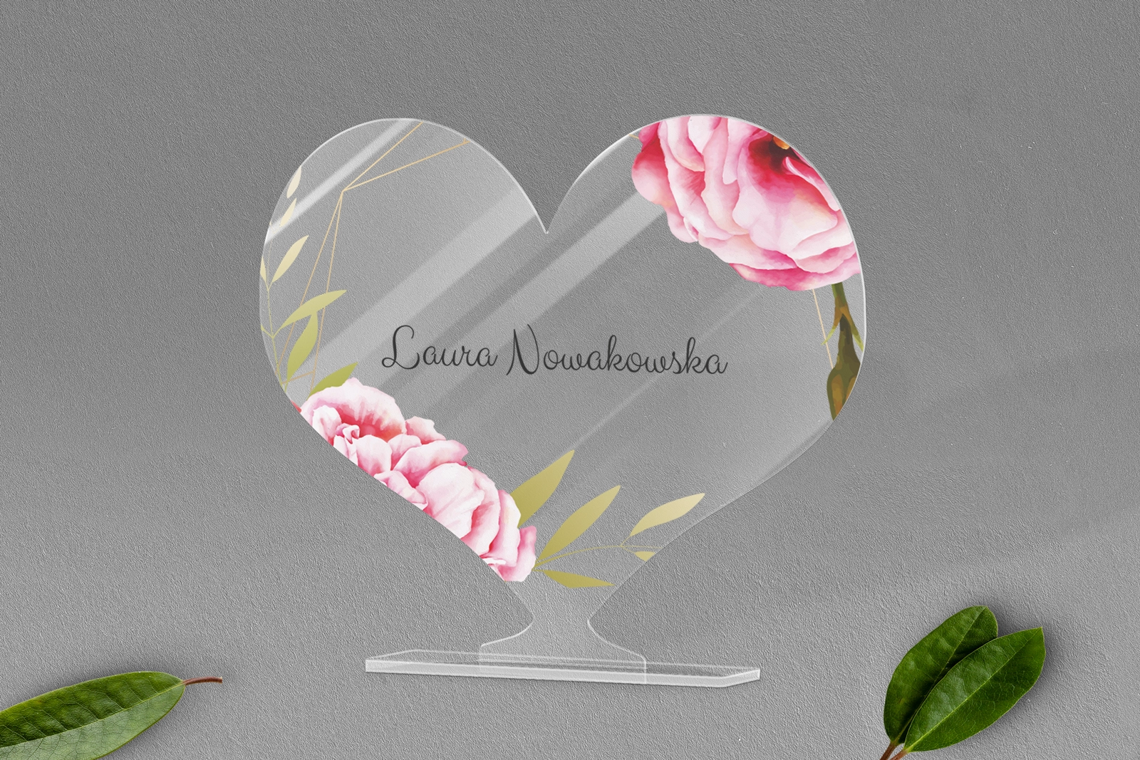 Winietki ślubne - Statuetka Serce Flowers & Frame Motyw 5