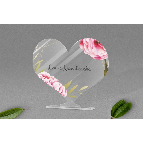 Winietki ślubne - Statuetka Serce Flowers & Frame Motyw 5
