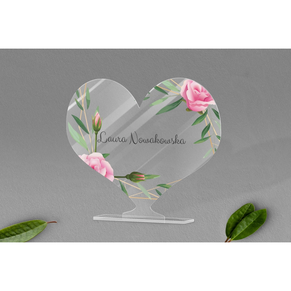 Winietki ślubne - Statuetka Serce Flowers & Frame Motyw 4