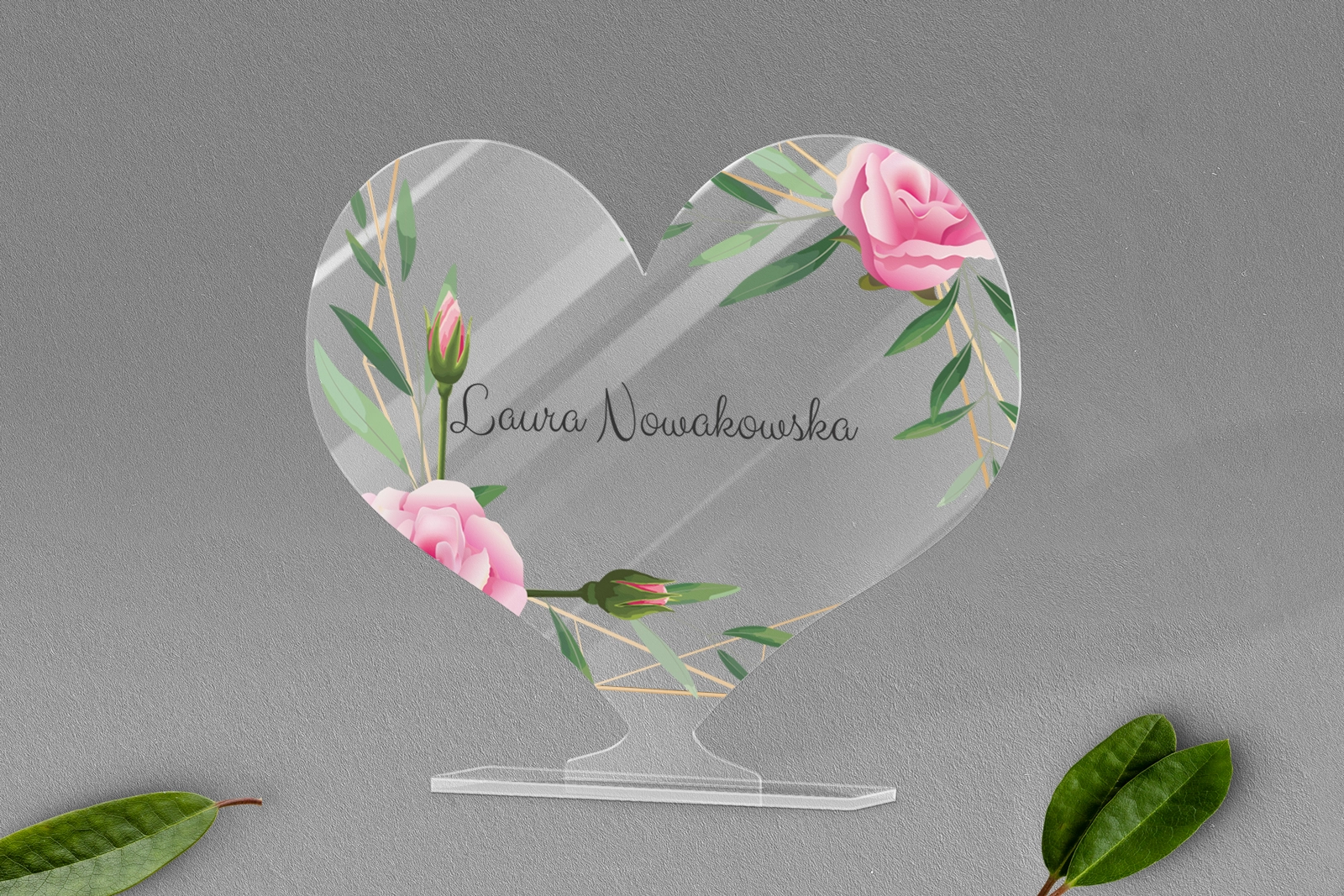 Winietki ślubne - Statuetka Serce Flowers & Frame Motyw 4