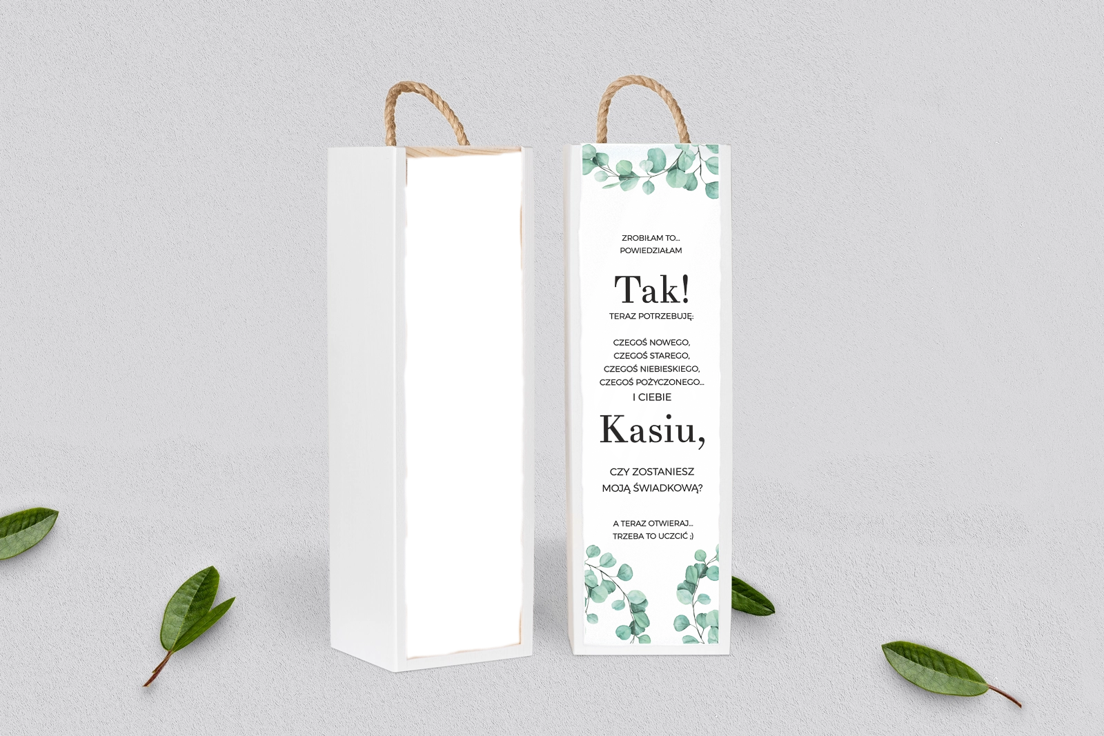 Prośba o Świadkowanie - SNW Akryl biała Eukaliptus Motyw 2