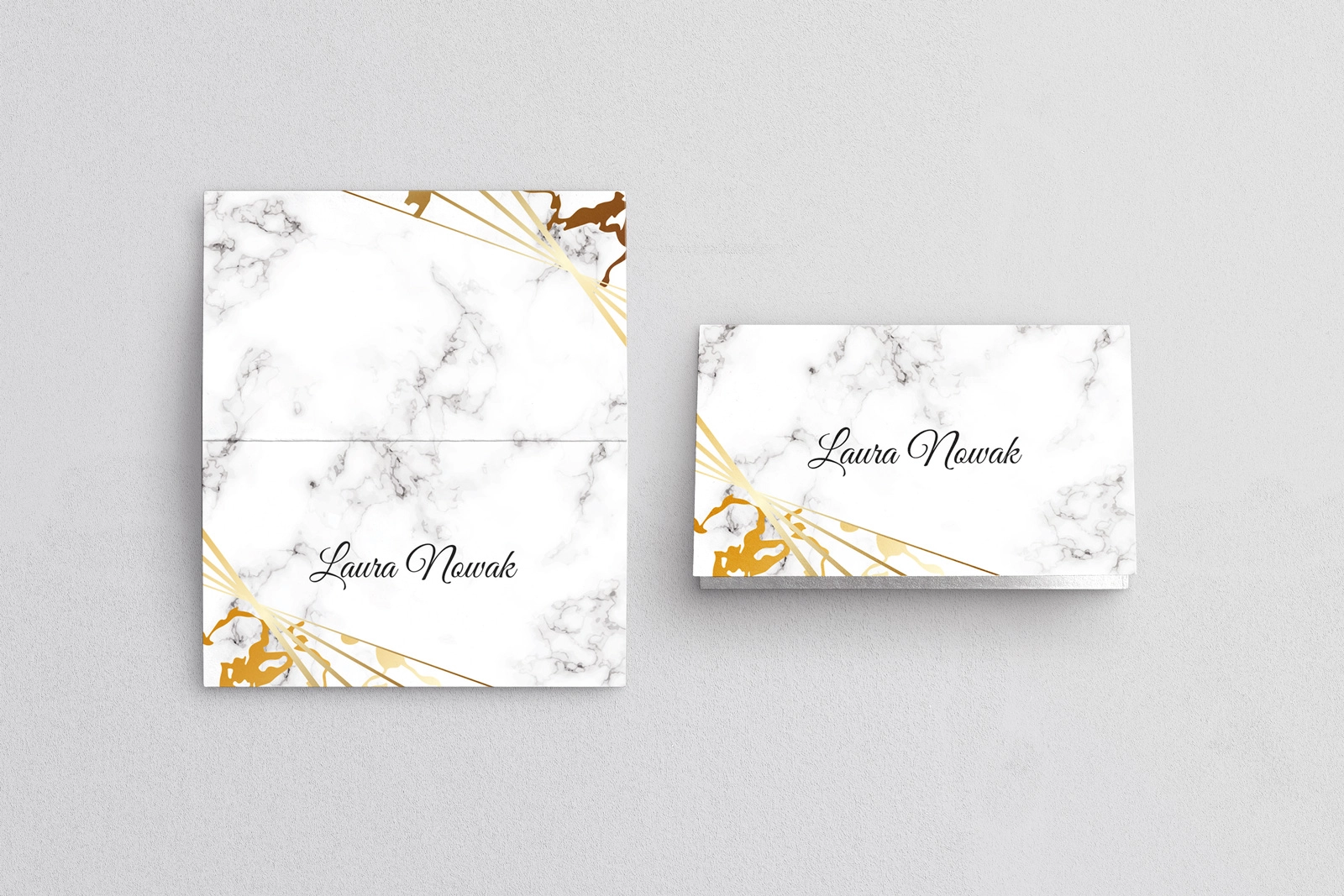 Winietki ślubne składane Marmur & Złoto - Motyw 4