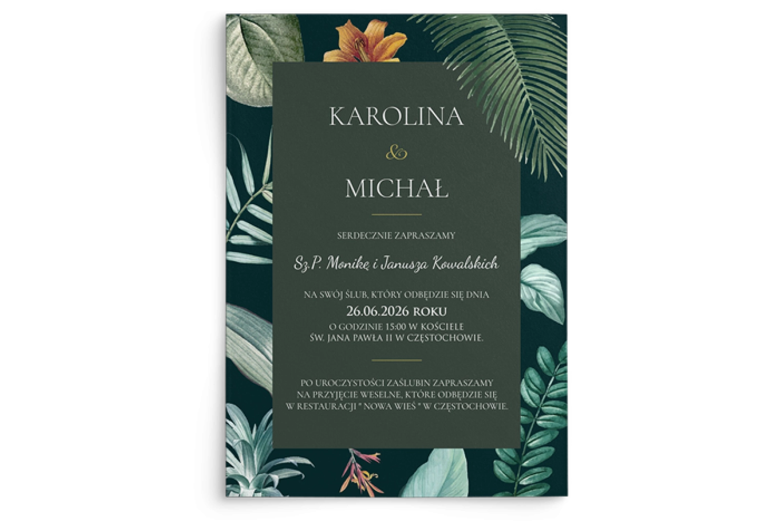 Zaproszenia ślubne Exotic - Motyw 3