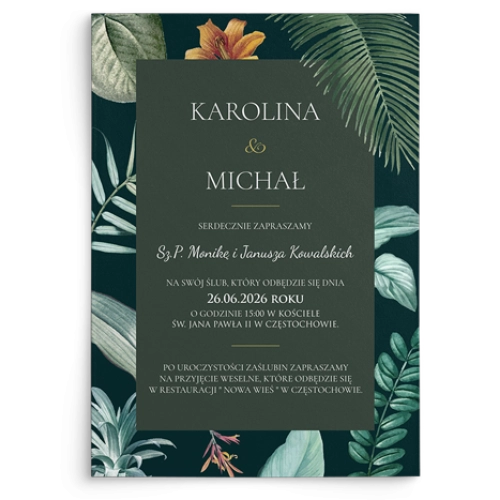 Zaproszenia ślubne Exotic - Motyw 3