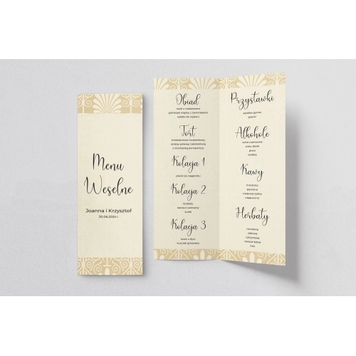 Menu Weselne Vintage - Motyw 1