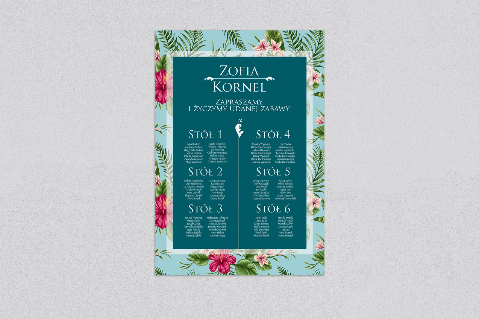 Plan stołów weselnych Kwiatowe Pole Motyw 3