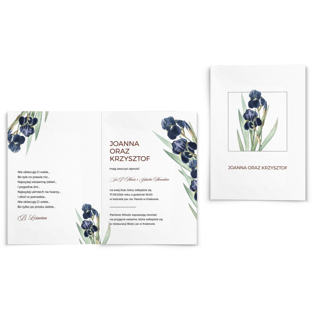 Zaproszenia ślubne Meadow - Składane Motyw 3