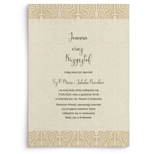 Zaproszenia ślubne Vintage - Motyw 1