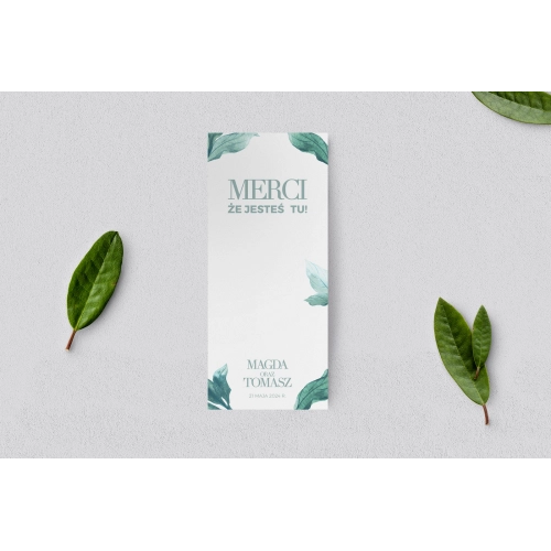 Podziękowanie Merci - Karteczka Eukaliptus - Motyw 3