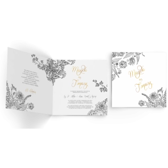 Zaproszenia ślubne Adore - Składane Kwadrat Motyw 3