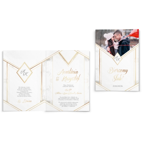 Zaproszenia ślubne Photo- Składane Motyw 1