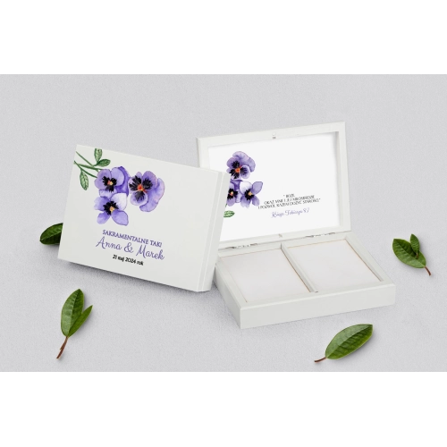 Pudełko na obrączki prostokątne białe - Sweet Love Motyw 3