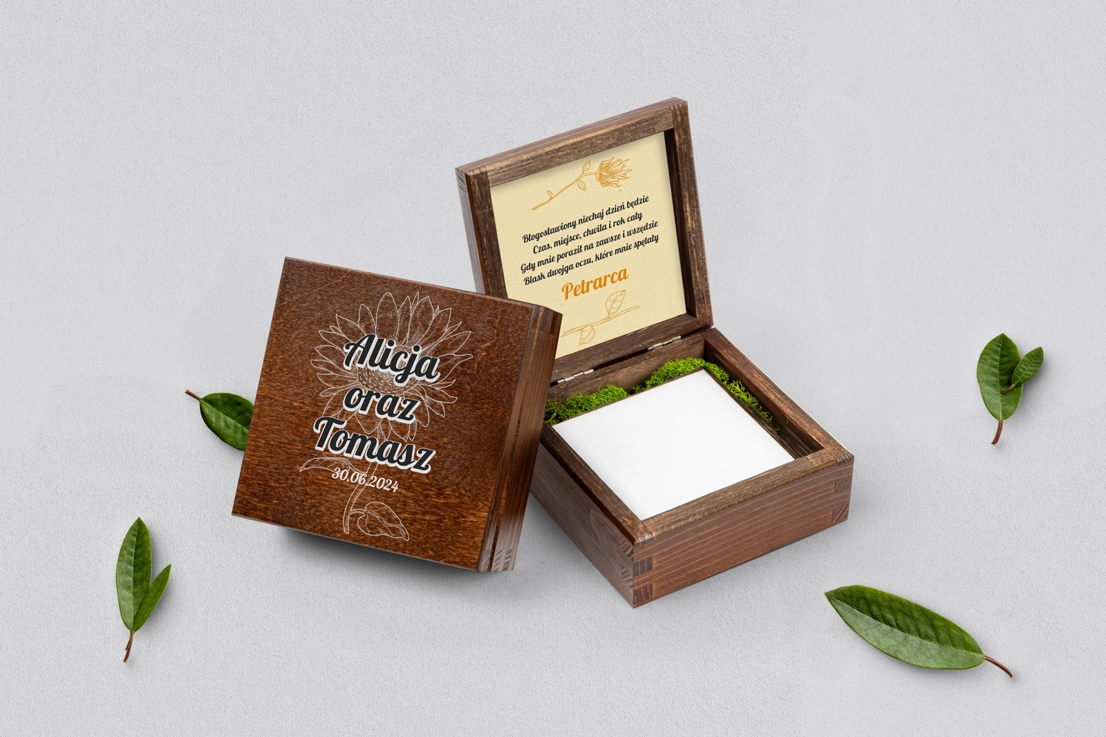 Pudełko na obrączki brązowe - Sunflowers Motyw 1