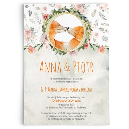 Zaproszenia ślubne Animals - Motyw 1