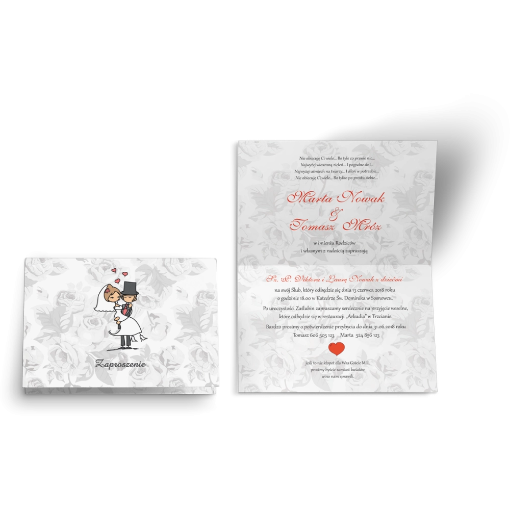 Zaproszenie ślubne Zakochani - Motyw 3