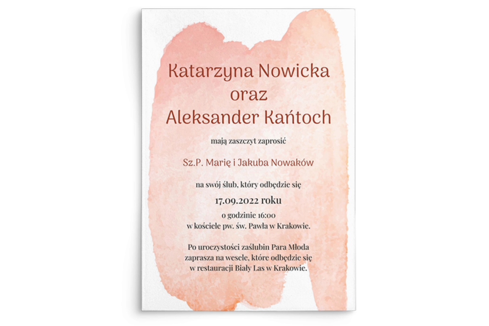 Zaproszenia ślubne Stain - Motyw 1