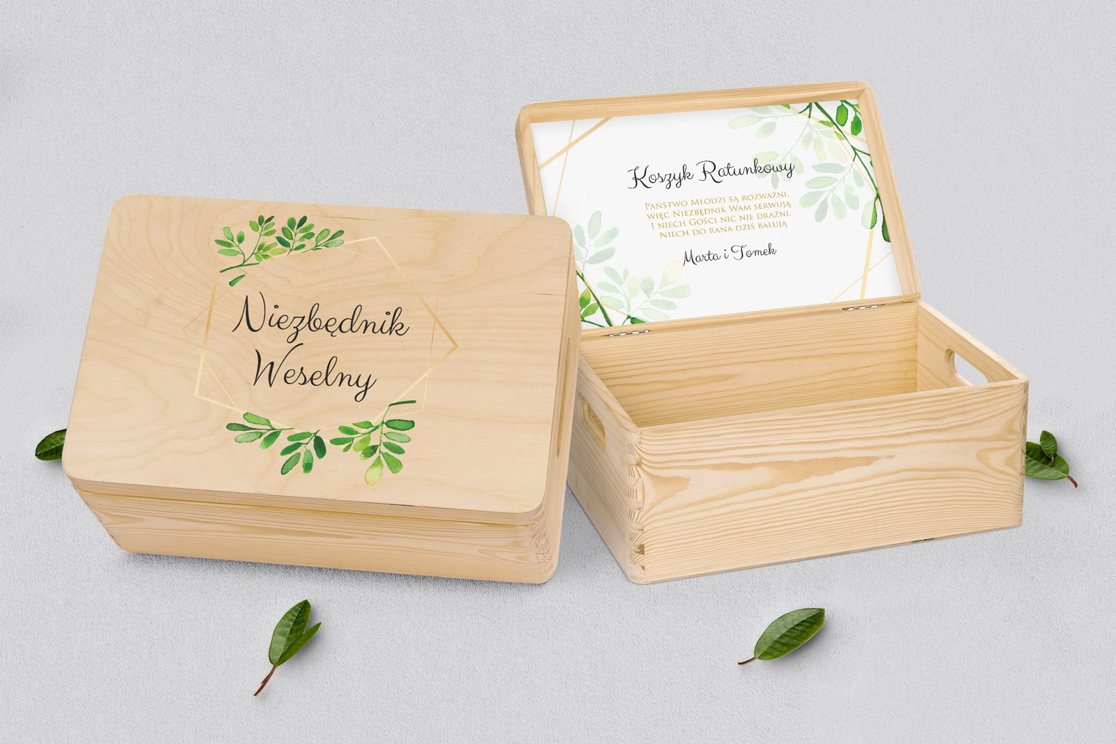 Koszyczek ratunkowy weselny naturalny - Flowers & Frame Motyw 3