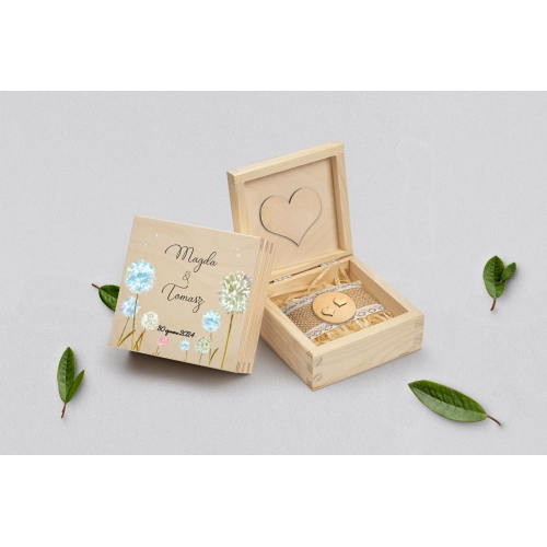 Pudełko na obrączki naturalne - Biały Czas - Motyw 4