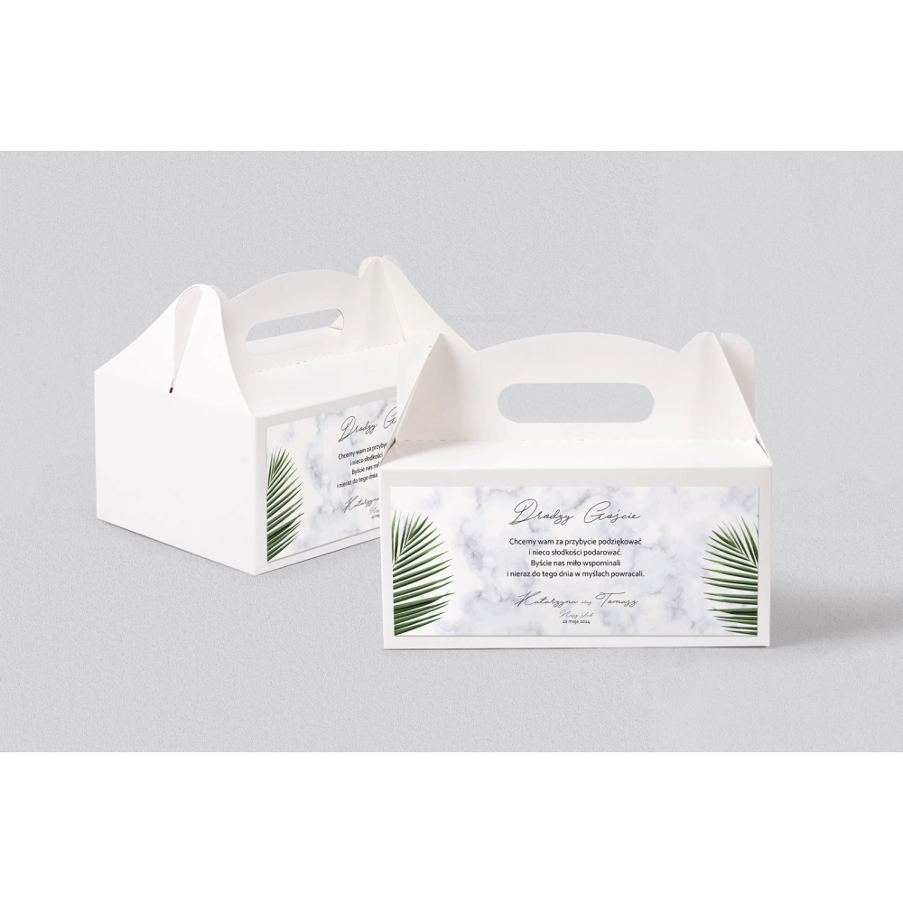 Pudełko na ciasto weselne Marble leaf - Motyw 1